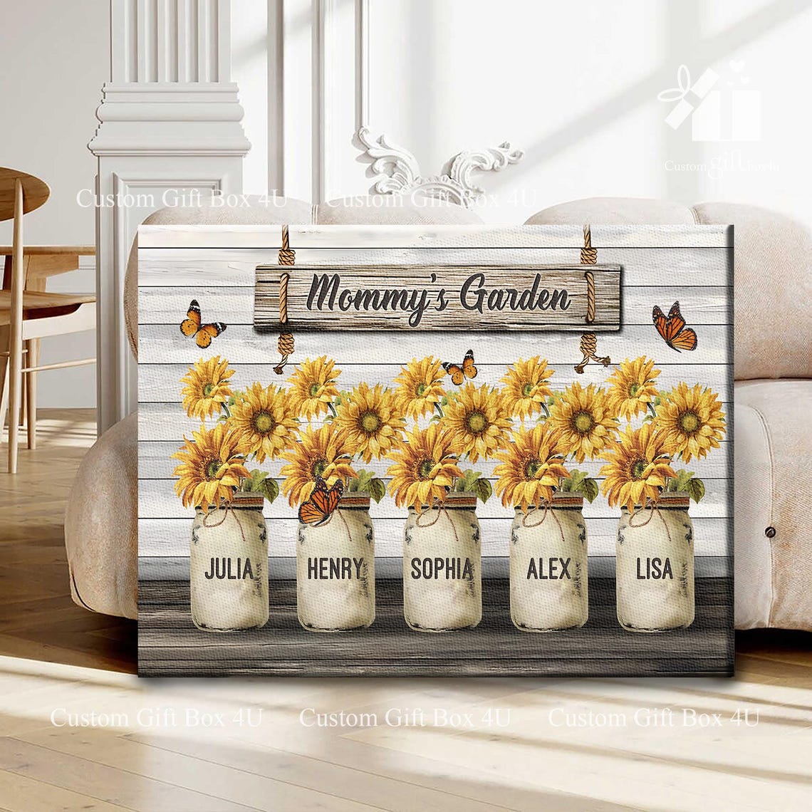 Mommy's Garden Sunflower Mason Jar Custom Grandkids Names Poster - Image 6