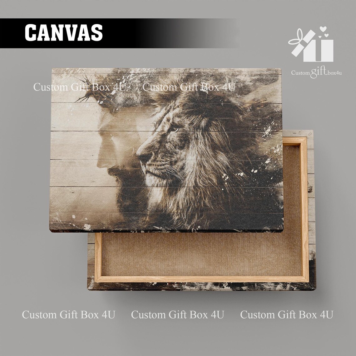 Lion Of Judah Double Exposure Jesus Whitewash Wood Faith Poster - Image 4