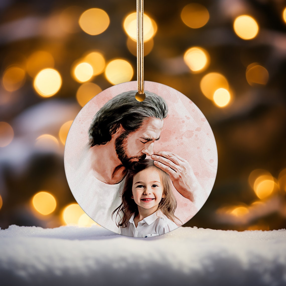 Personalized Safe In The Arms Of God Watercolor Ornament Jesus Holding Baby Memorial Xmas Gift Child And God Decor Christ And Baby Art - Image 5