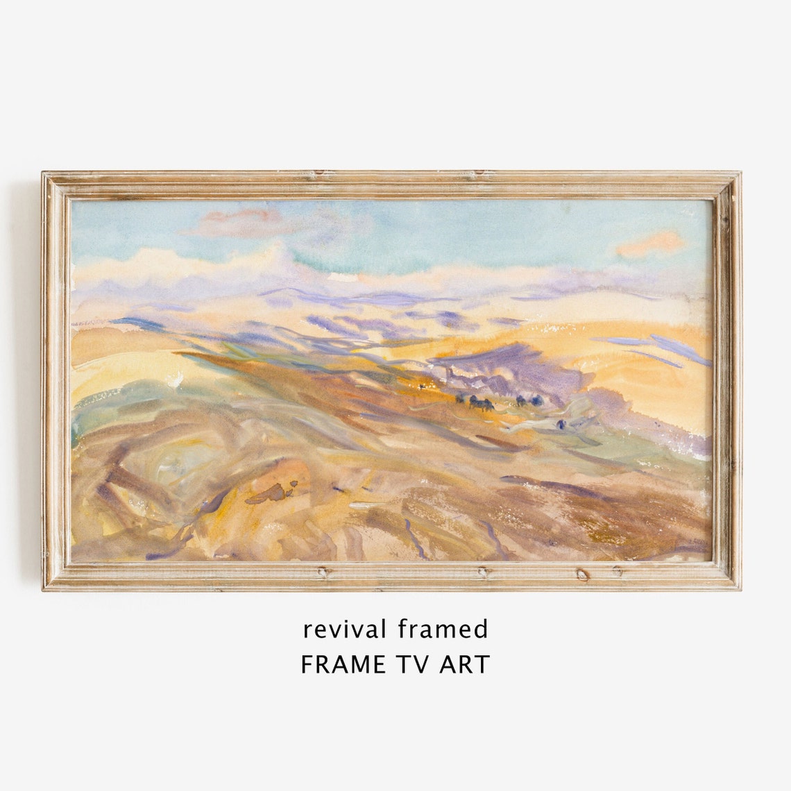 Lavender and Gold Mountain Valley Watercolor Landscape Poster