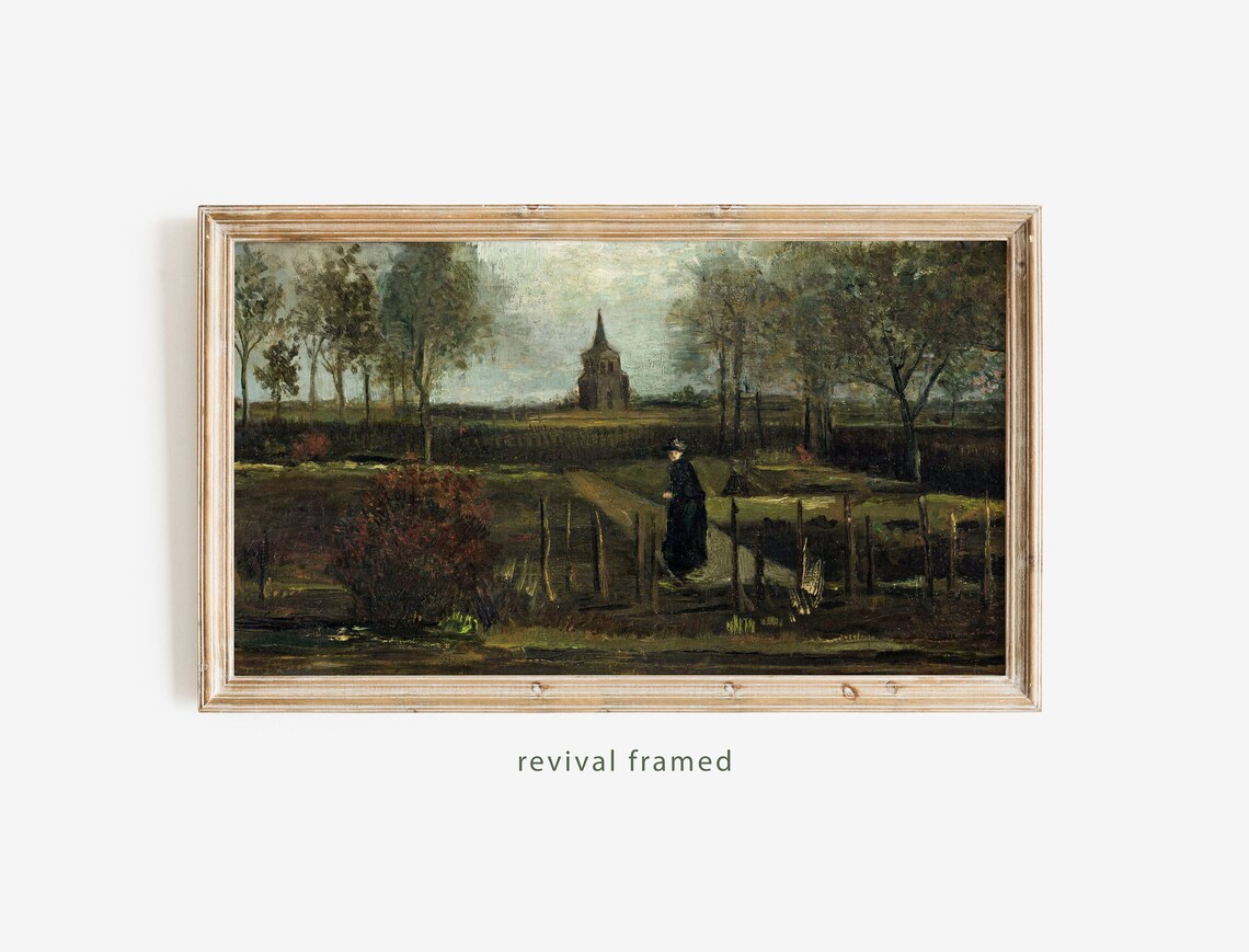 Van Gogh Parsonage Garden Church Dark Moody Landscape Poster