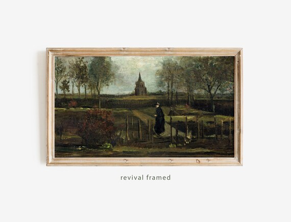 Van Gogh Parsonage Garden Church Dark Moody Landscape Poster