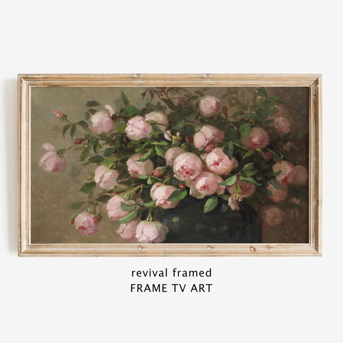 Frame Tv Art Roses Vintage Oil Painting Pink Roses Frame Tv Art Frame Tv Art Vintage Flowers Large Art Gallery Wall Art