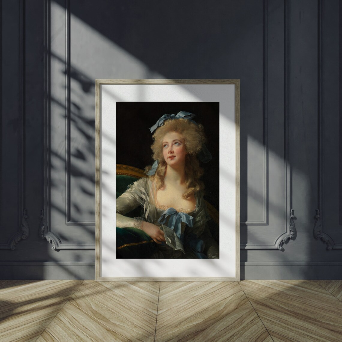 Regency Woman Blue Ribbons Rococo Portrait Vintage Oil Painting Poster - Image 4