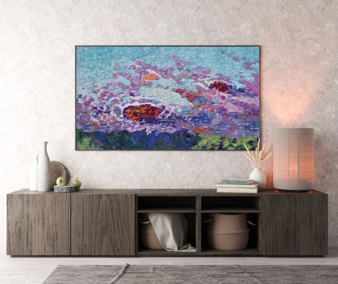 Frame Tv Art Summer Beach Seascape Tv Art Nautical Vintage Oil Painting Frame Lg Tv Art Ocean Painting Large Art - Image 3