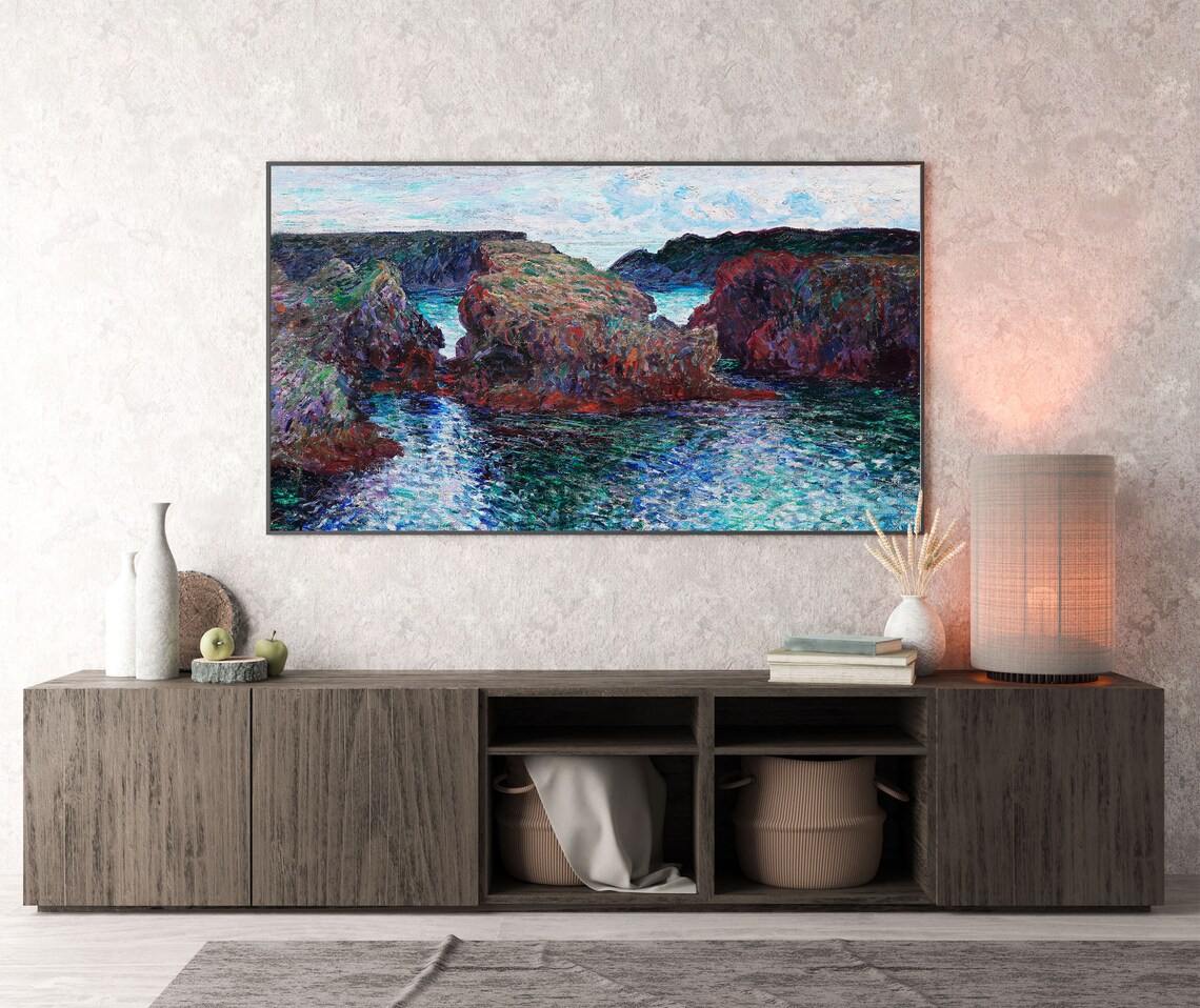 Claude Monet Rocky Cove Vivid Impressionist Coast Seascape Painting Poster - Image 4