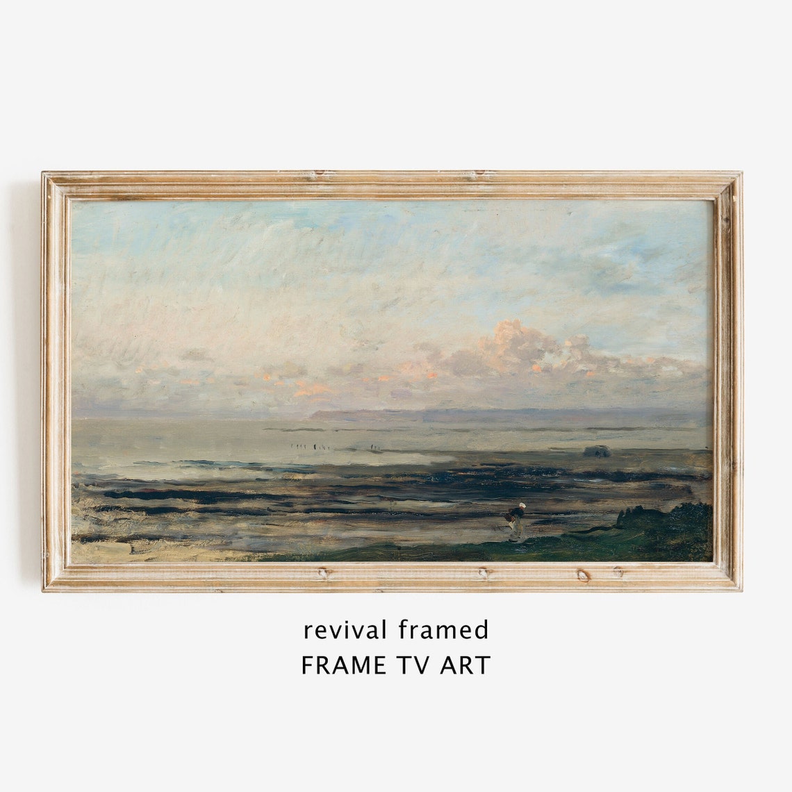 Frame Tv Art Coastal Tv Art Beach Vintage Oil Painting Neutral Seascape Painting Frame Tv Art Large Art Gallery Wall