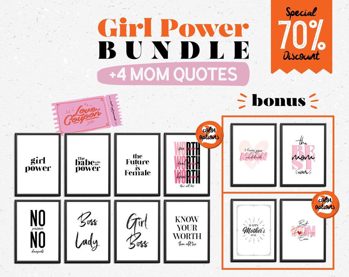 Girl Power 12 Quote Bundle Preview Promotional Discount Poster Set