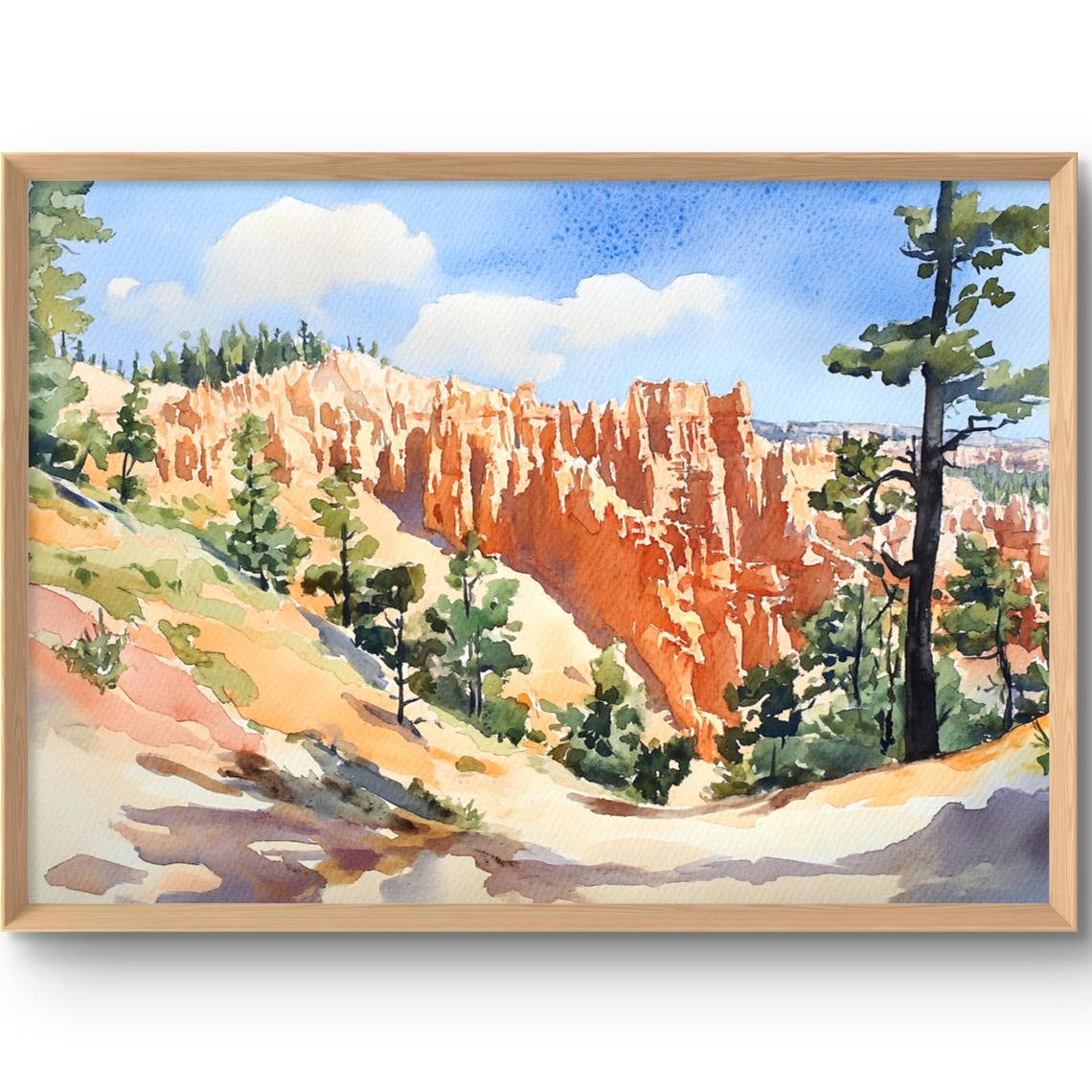 Bryce Canyon Red Rock Hoodoos Watercolor National Park Poster