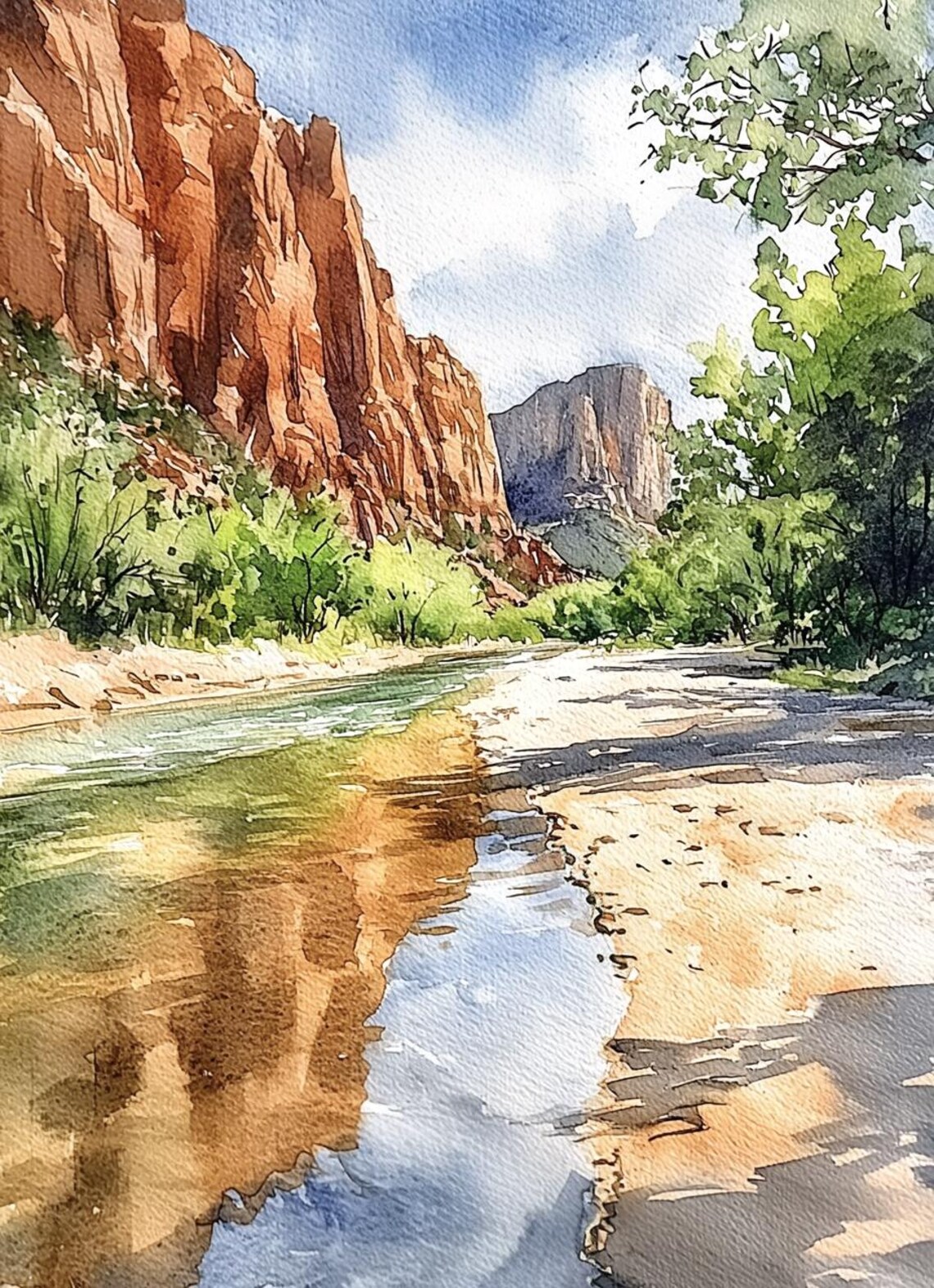 Zion National Park Utah Mountains River Travel Poster