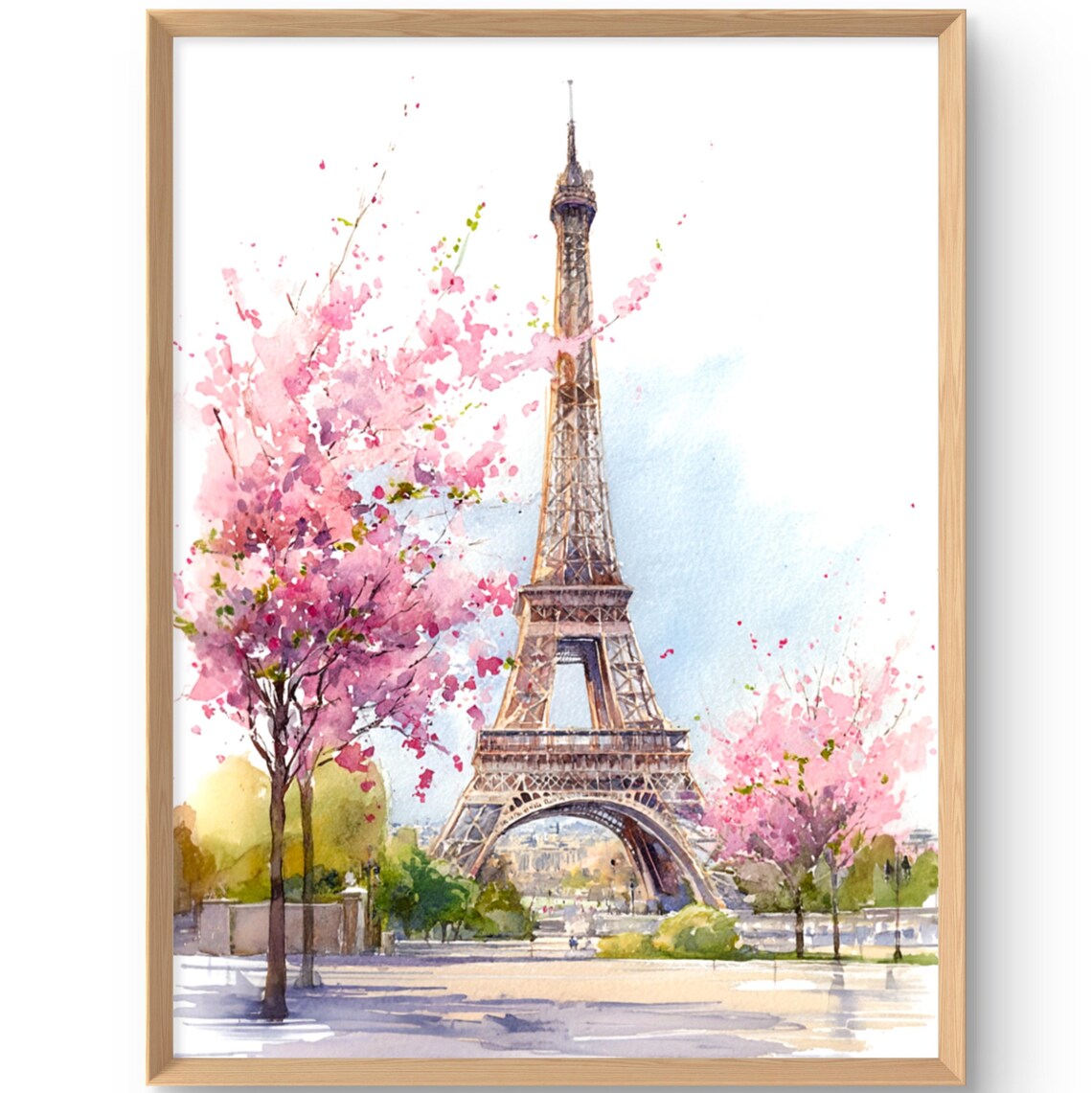 Eiffel Tower Art Print, Paris Spring Watercolor Poster