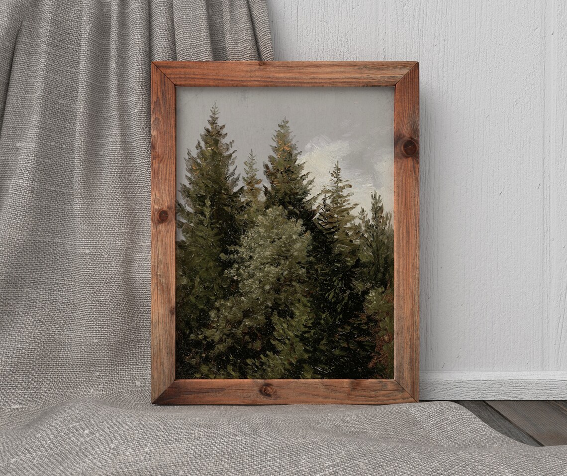 Conifers Vintage Tree Landscape Art Print - Image 3