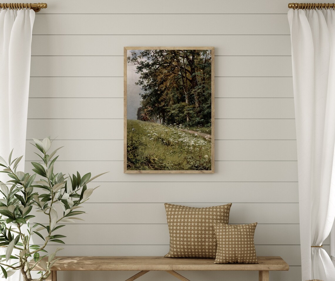 Flower Field Near Woods Vintage Nature Art Print - Image 4