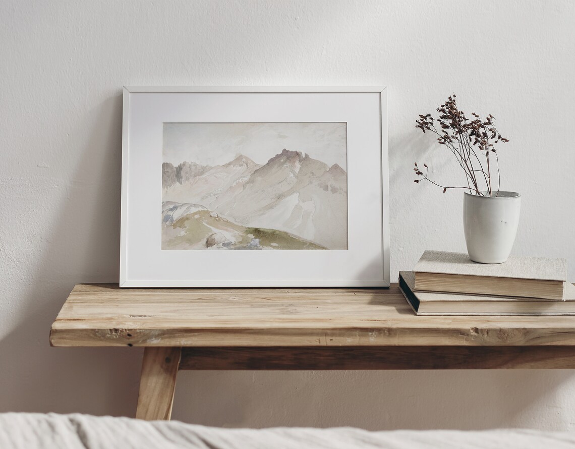 Little Cottonwood Canyon Vintage Mountain Range Art Print - Image 2