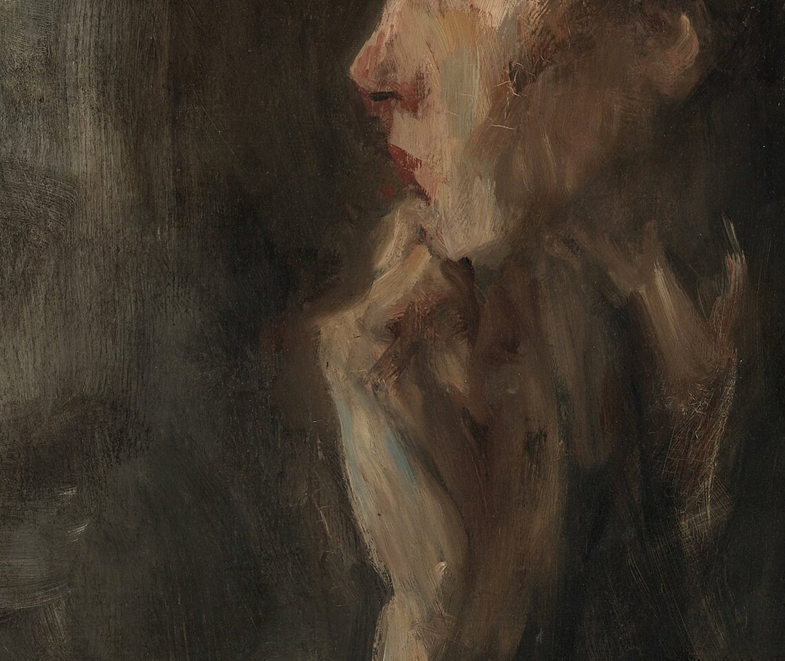 Vintage Contemplation Moody Portrait Painting Art Print - Image 2