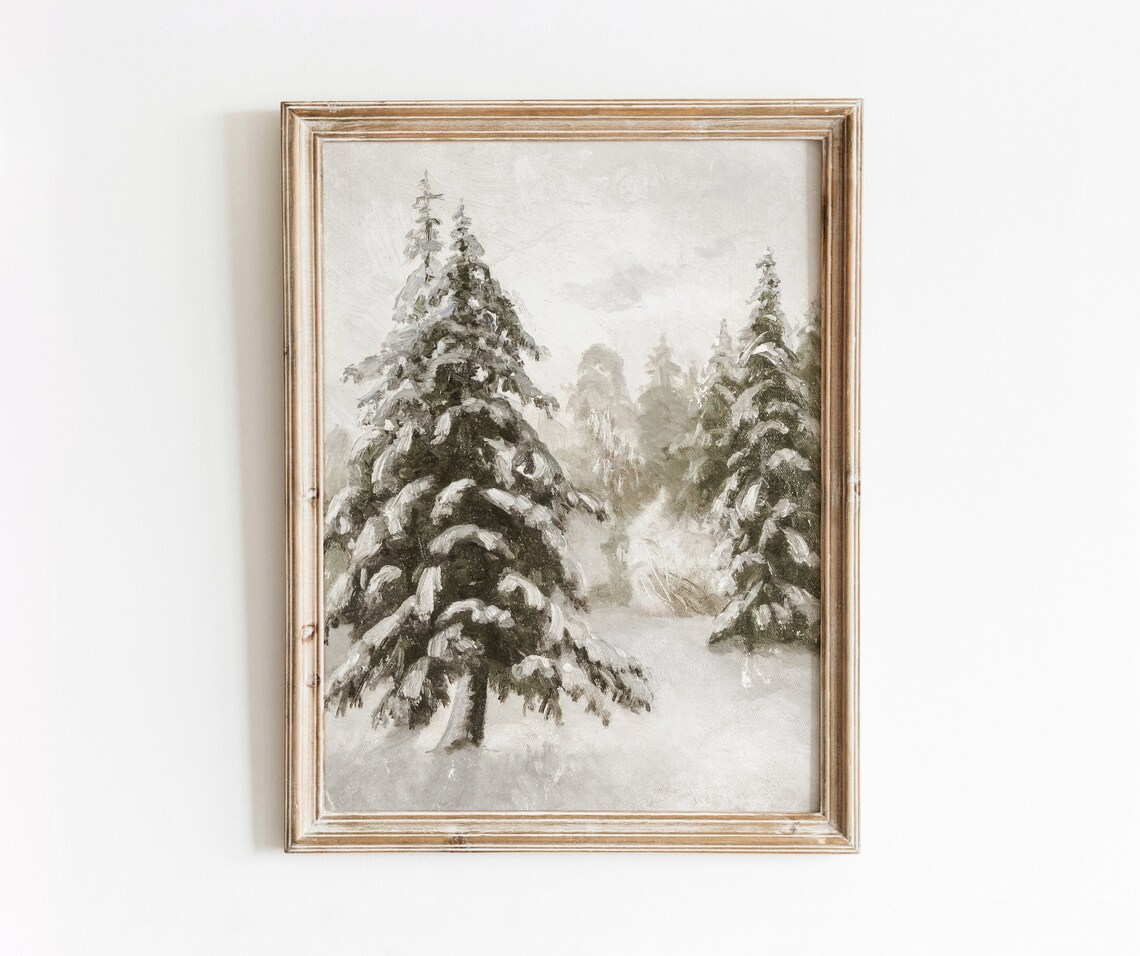 Winter Forest Vintage Nature Landscape Art Print