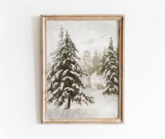 Winter Forest Vintage Nature Landscape Art Print