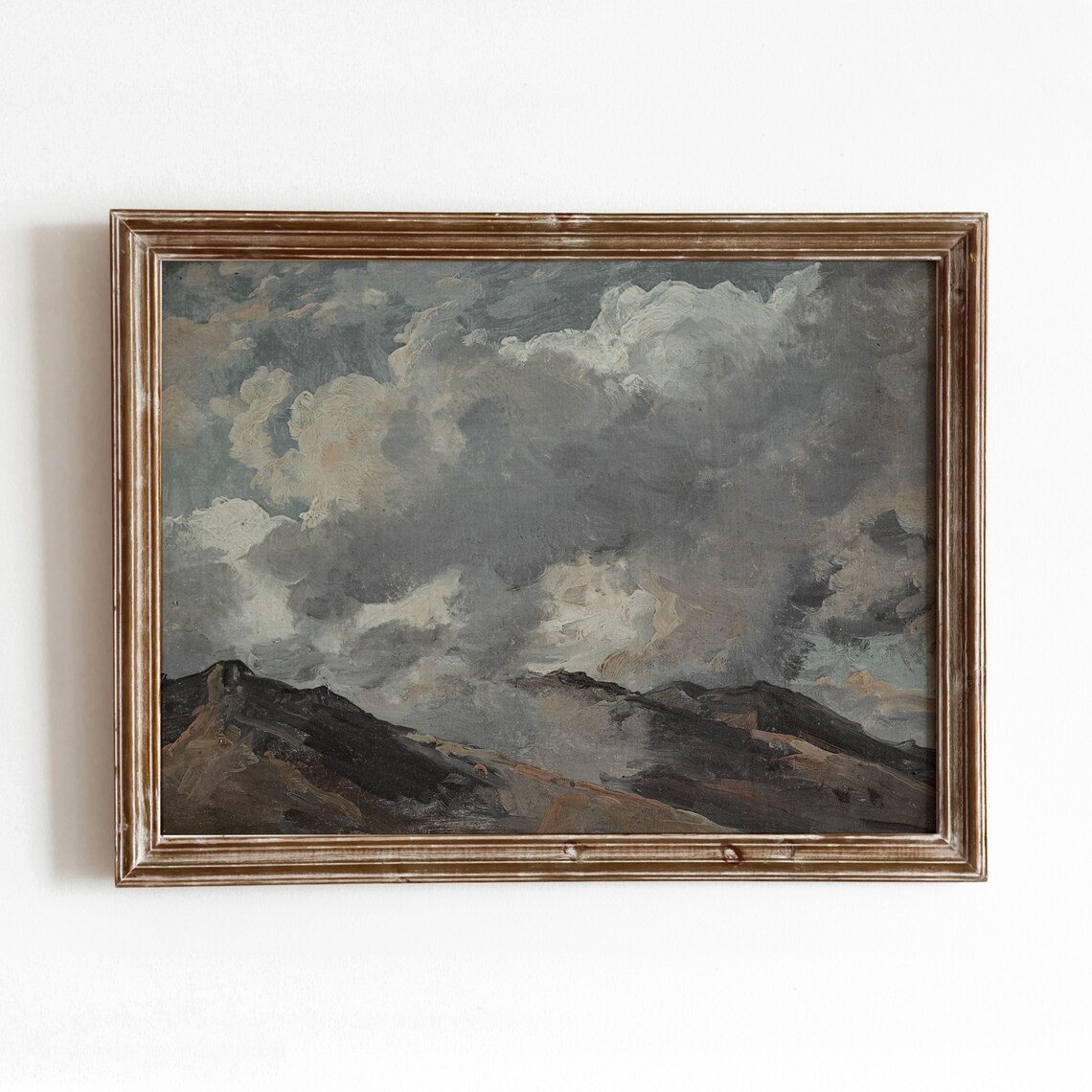 Cloudy Mountains Vintage Landscape Art Print