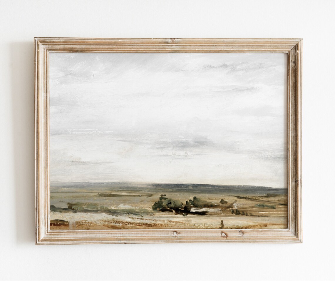 Looking East Vintage Desert Landscape Painting Minimal Neutral Artwork 730 - Image 3