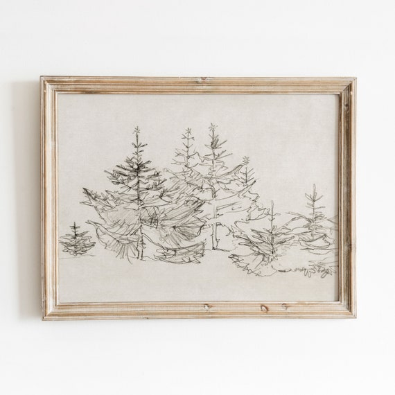 Christmas Tree Forest Vintage Art Print