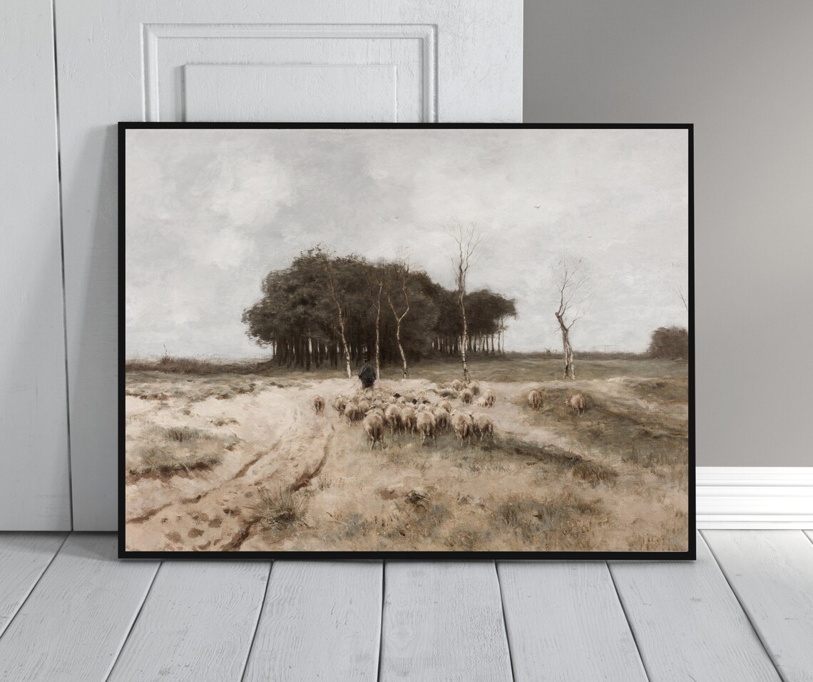 Sheep On The Heath Vintage Farmhouse Art Print - Image 4