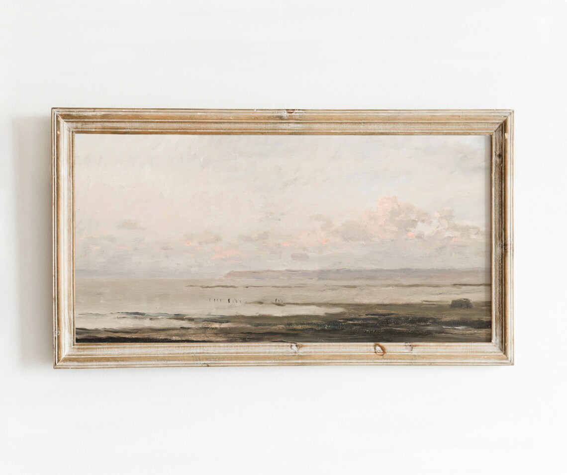 Hazy Beach Vintage Coastal Seascape Art Print - Image 4