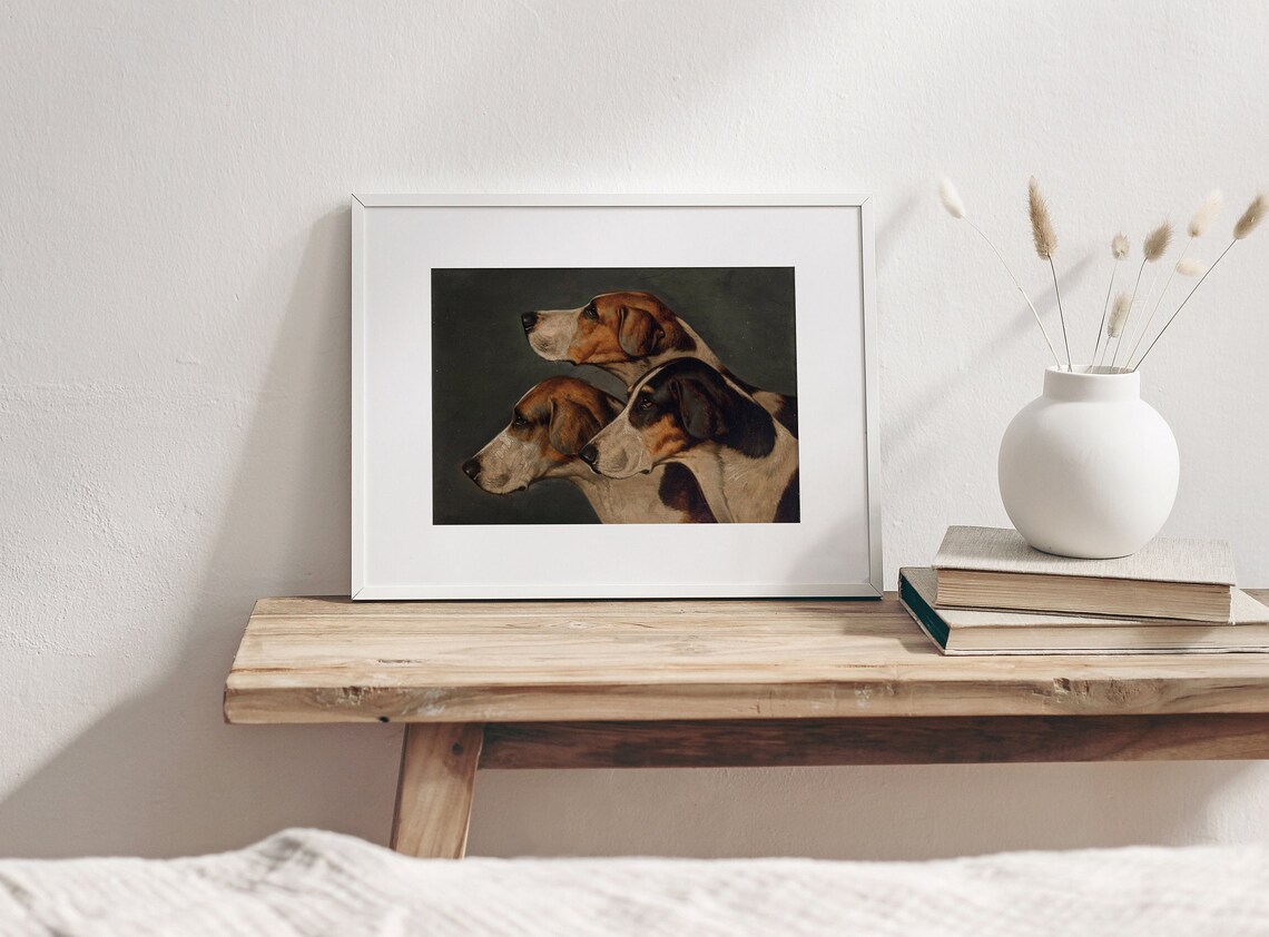 Three English Foxhounds Vintage Dog Art Print - Image 3