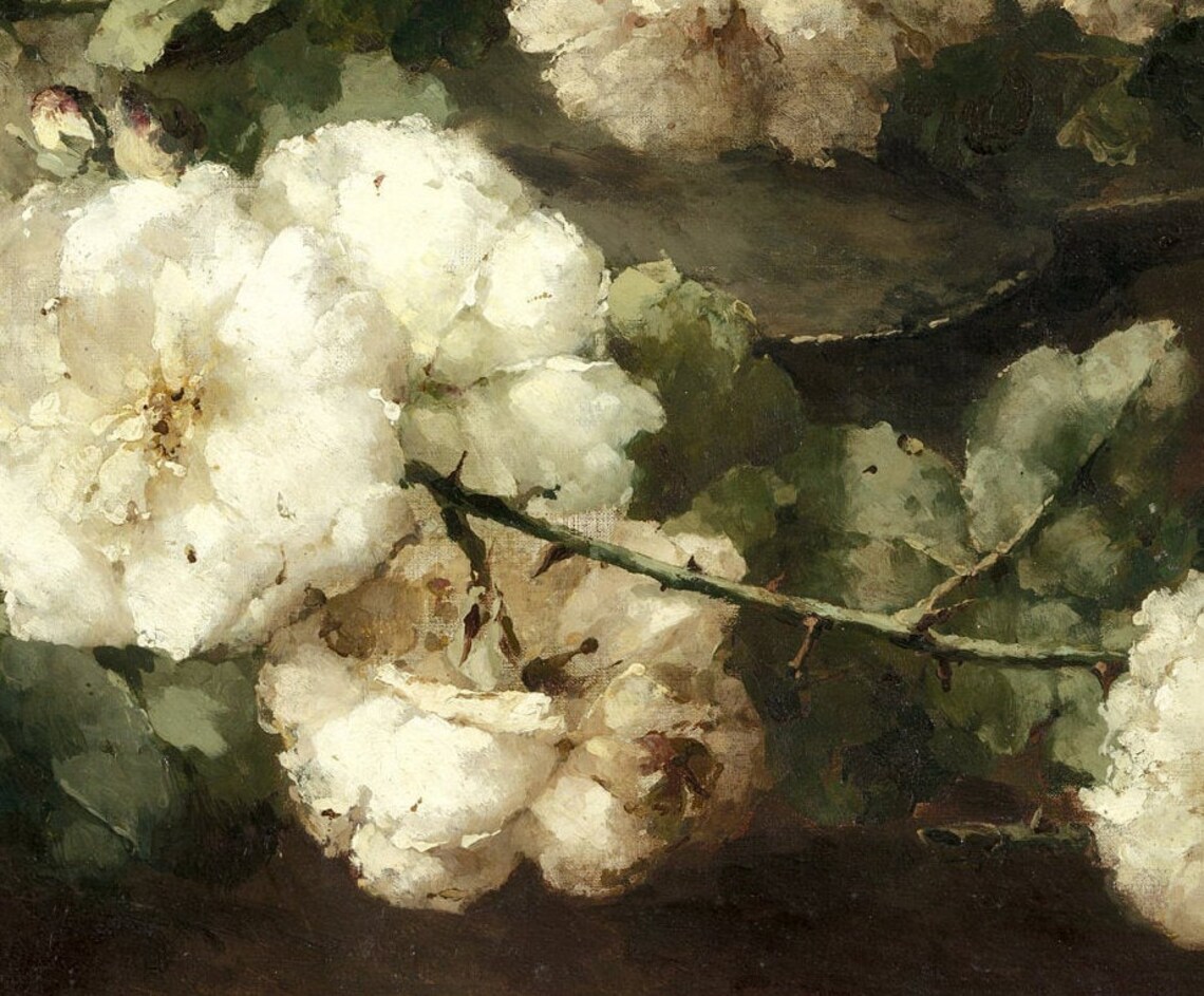 Vintage White Floral Still Life Art Print - Image 2