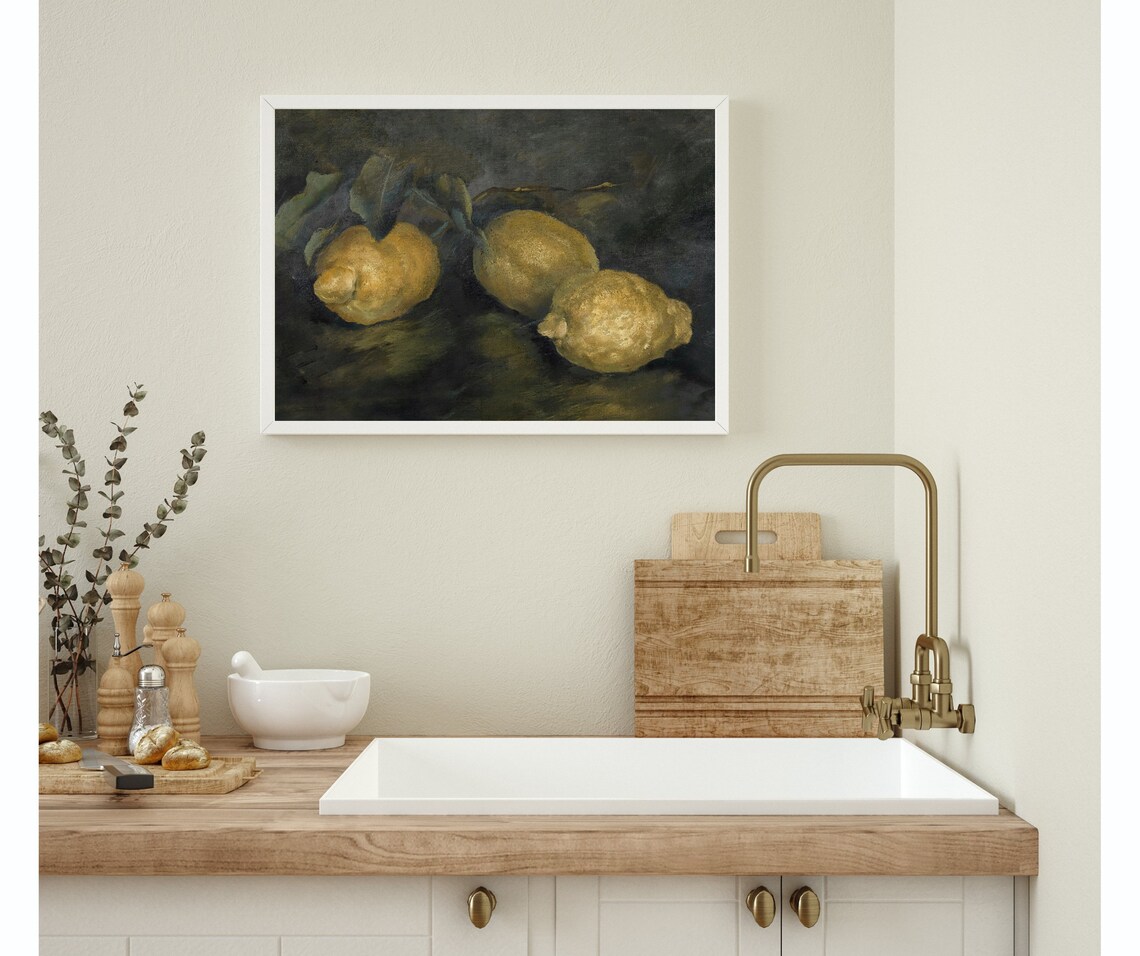 Three Lemons Vintage Still Life, Citrus Art Print - Image 3