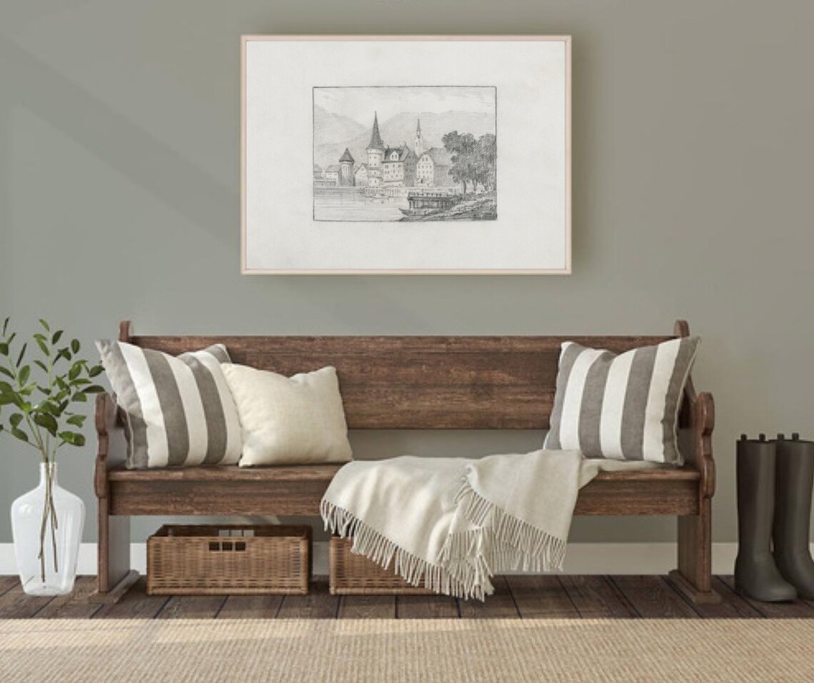 Lucerne Sketch Vintage Swiss Cityscape Art Print - Image 4