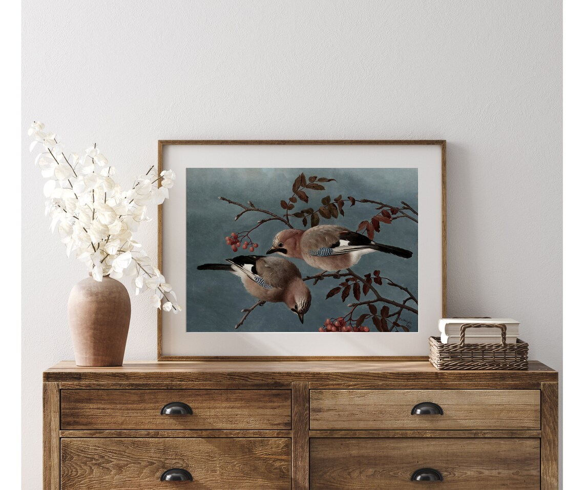 Birds and Berries Vintage Nature Art Print - Image 3