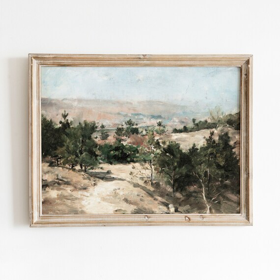Pine Tree Landscape Vintage Mountain Art Print