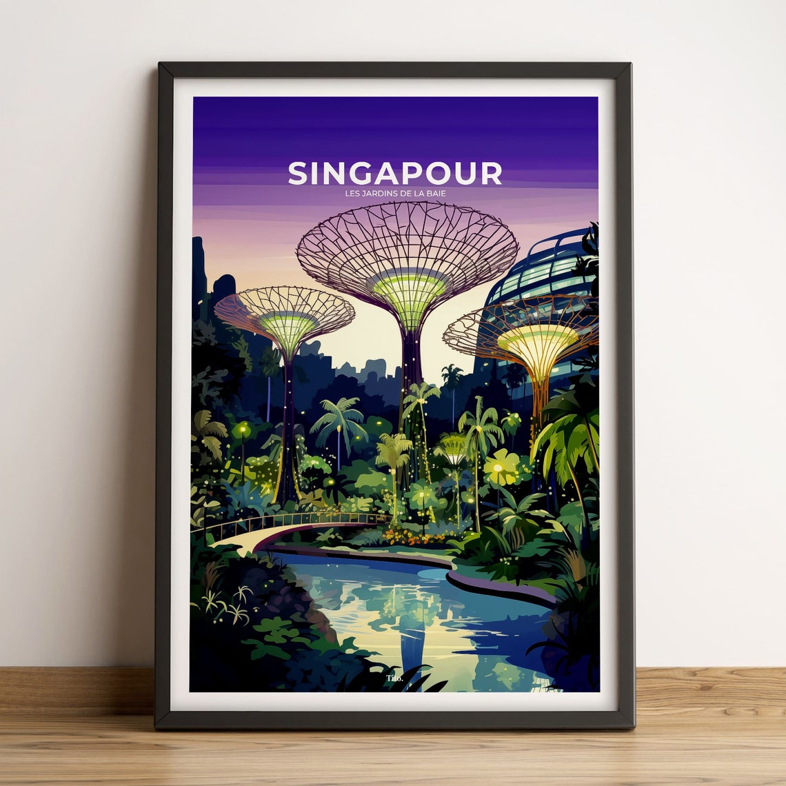 Singapore Poster Singapore Travel Poster Singapore Art Print Singapore Vintage Travel Poster Urban Landscape Customizable Gift