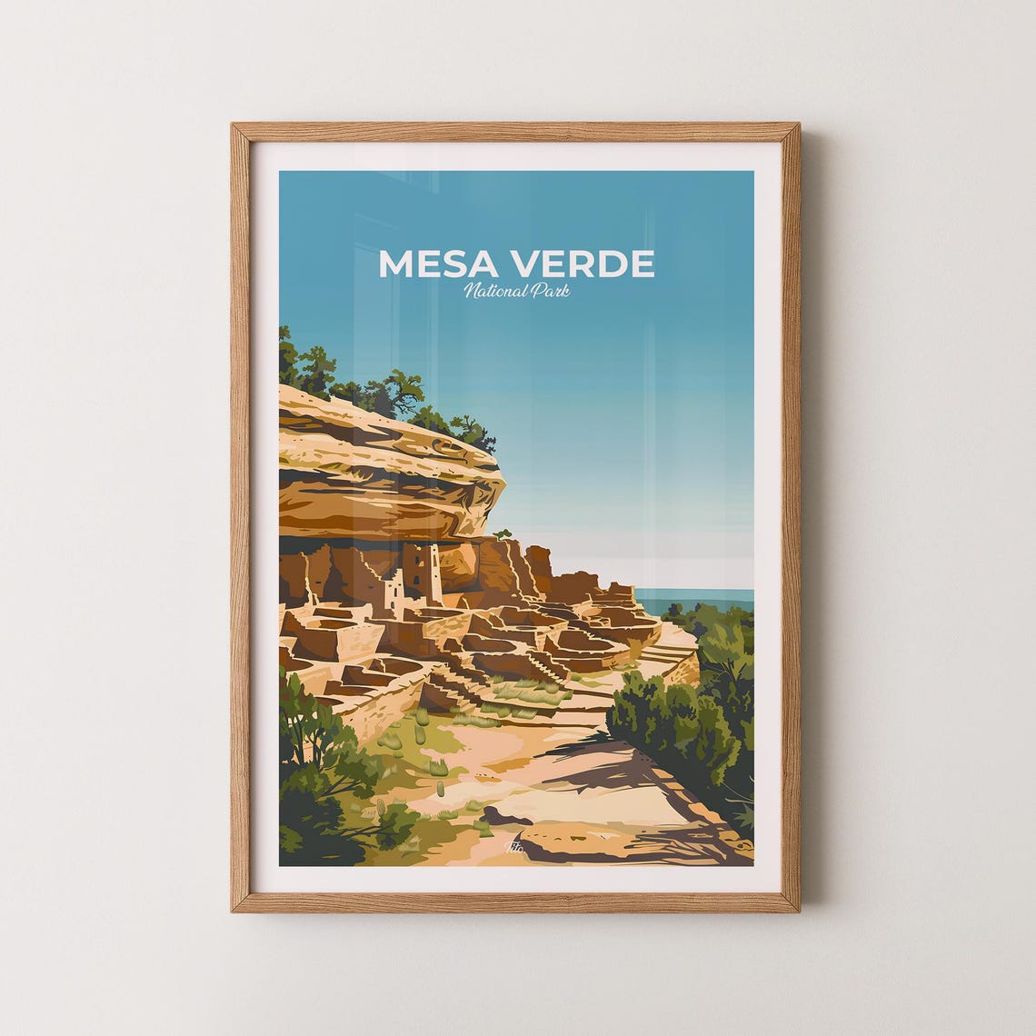Mesa Verde National Park Cliff Dwellings Vintage Travel Poster Art