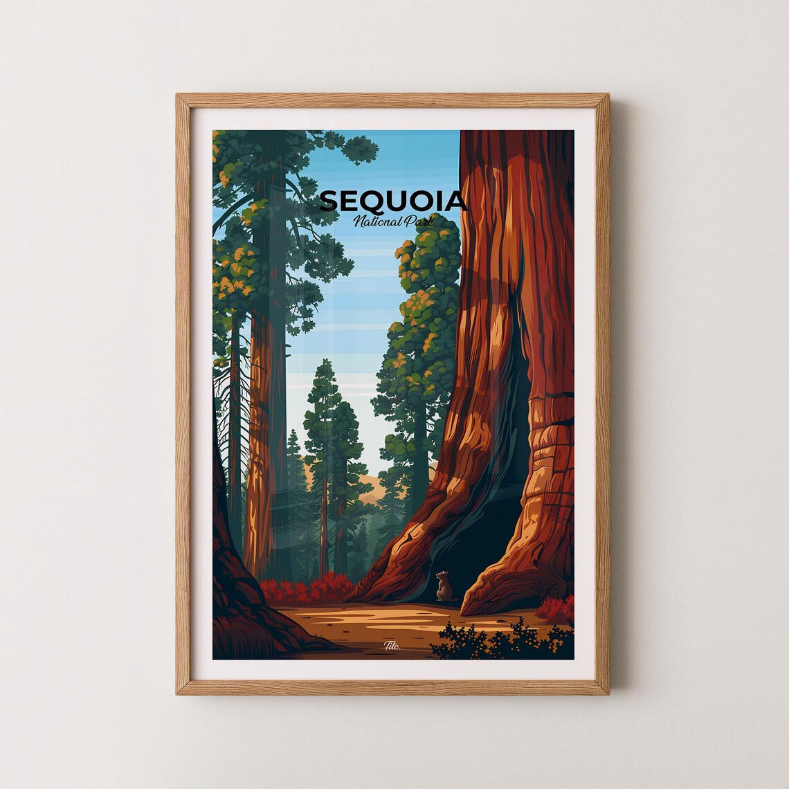 Sequoia National Park Giant Sequoia Trees Forest Trail Nature Travel Poster