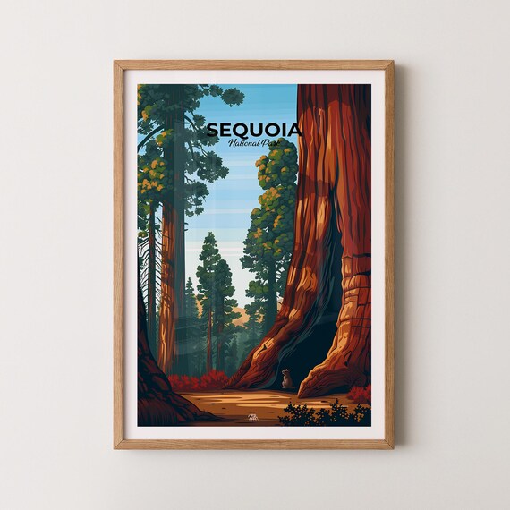 Sequoia National Park Giant Sequoia Trees Forest Trail Nature Travel Poster