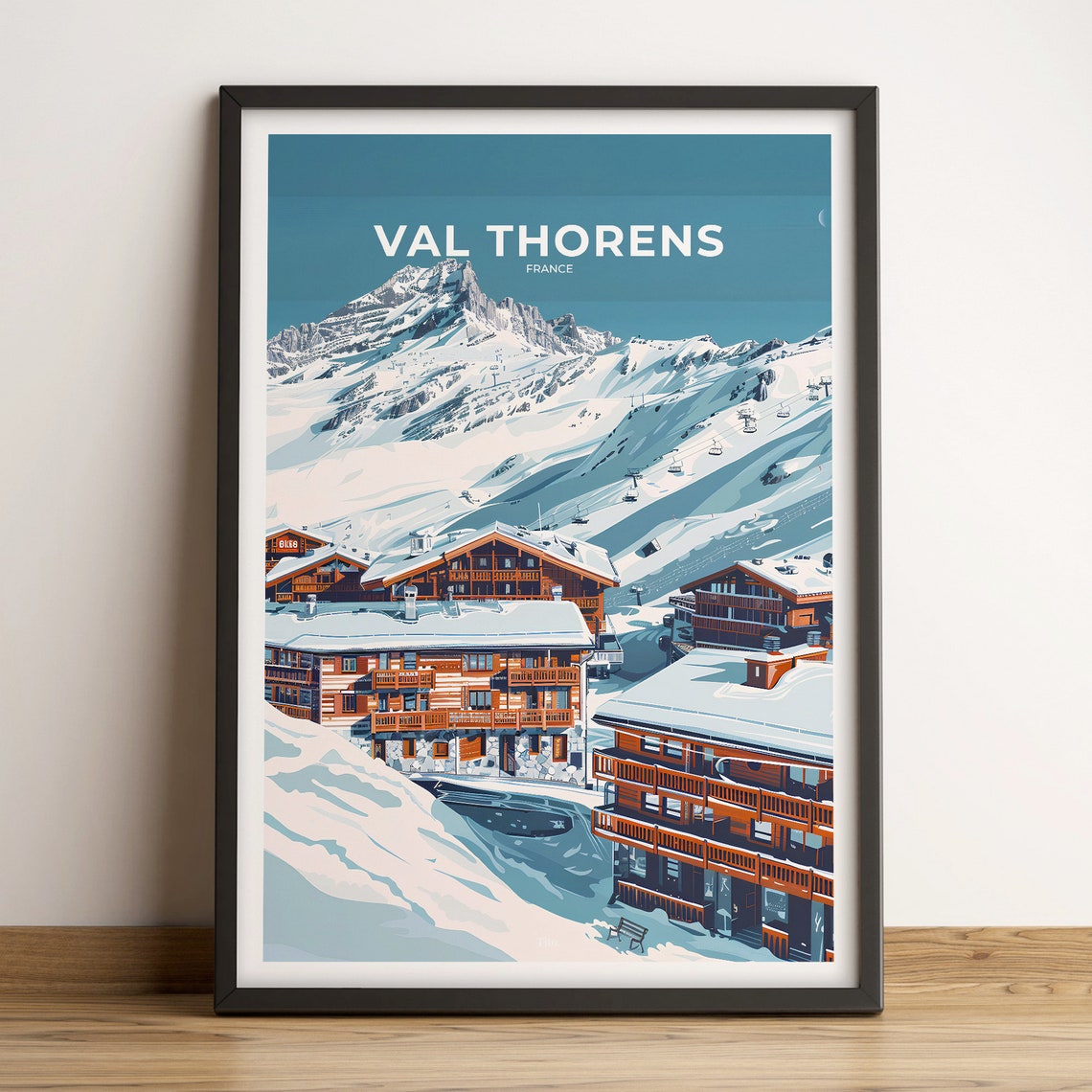 Val Thorens France Snowy Peaks Gondolas Winter Travel Poster