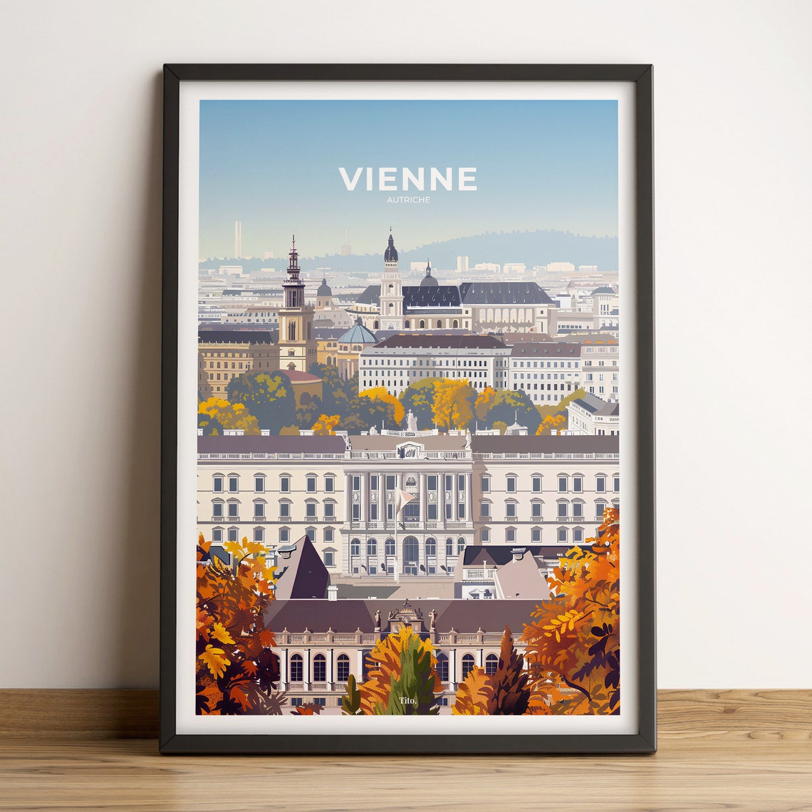 Vienna Austria Autumn Cityscape Palace View Golden Travel Poster