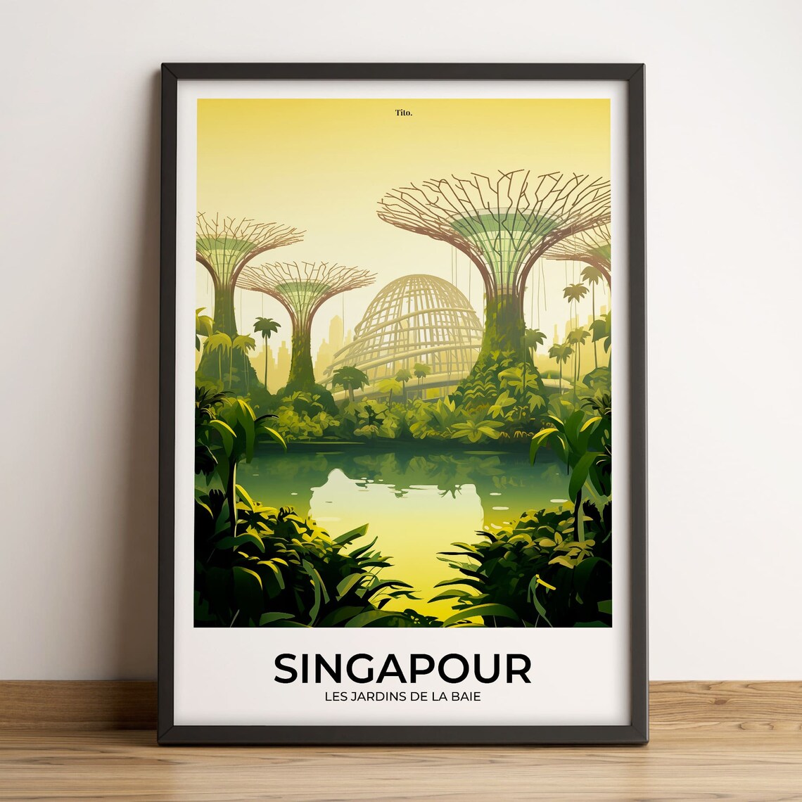 Singapore Gardens by the Bay Supertrees Lake Golden Twilight Poster