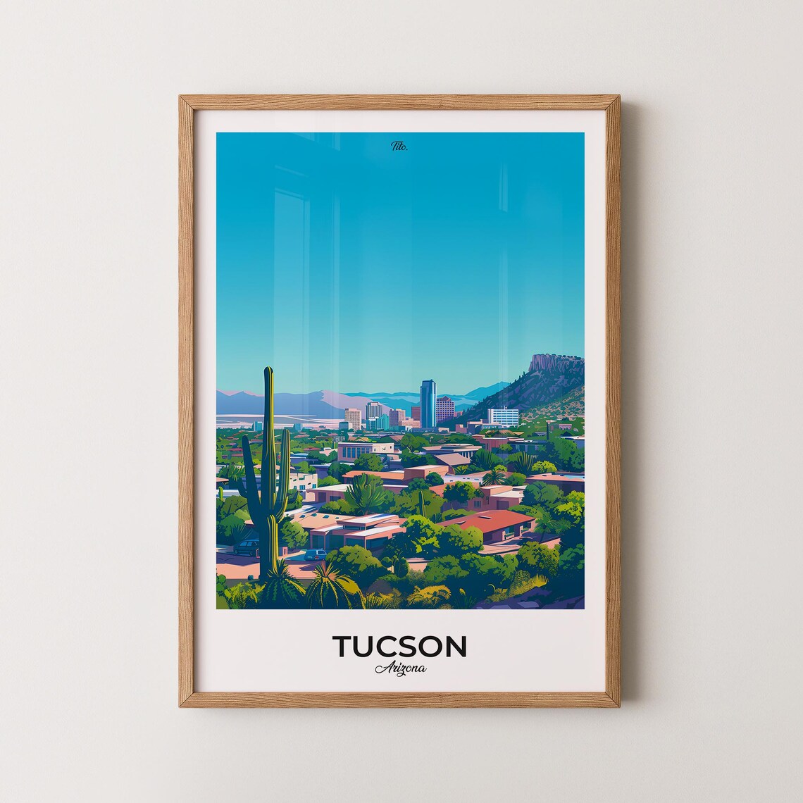Tucson Arizona Saguaro Cactus Sunset Scenic Travel Wall Poster