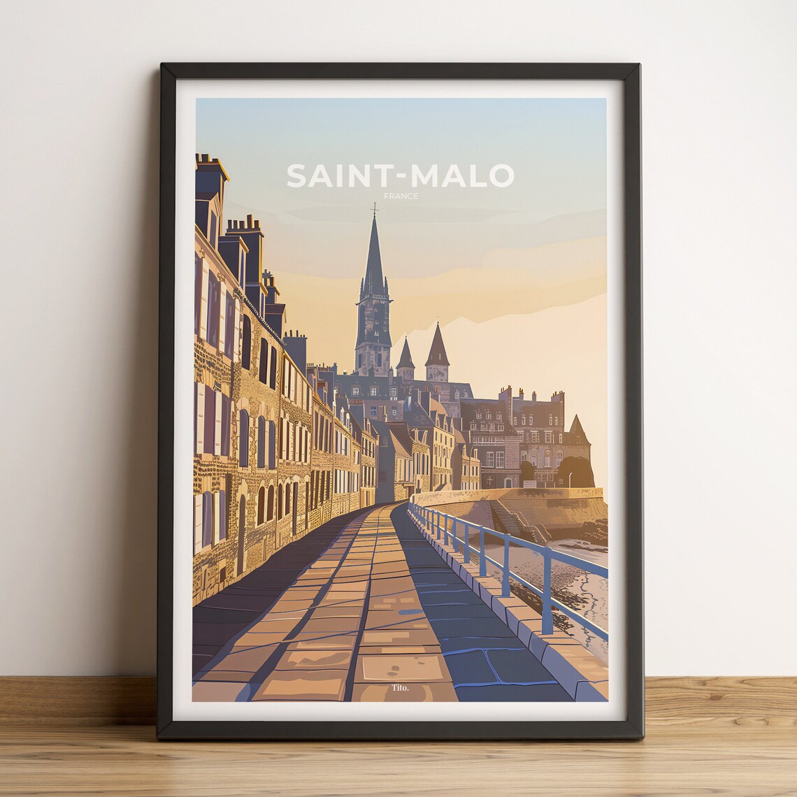 Saint-Malo France Golden Hour Walled City Street Sunset Poster