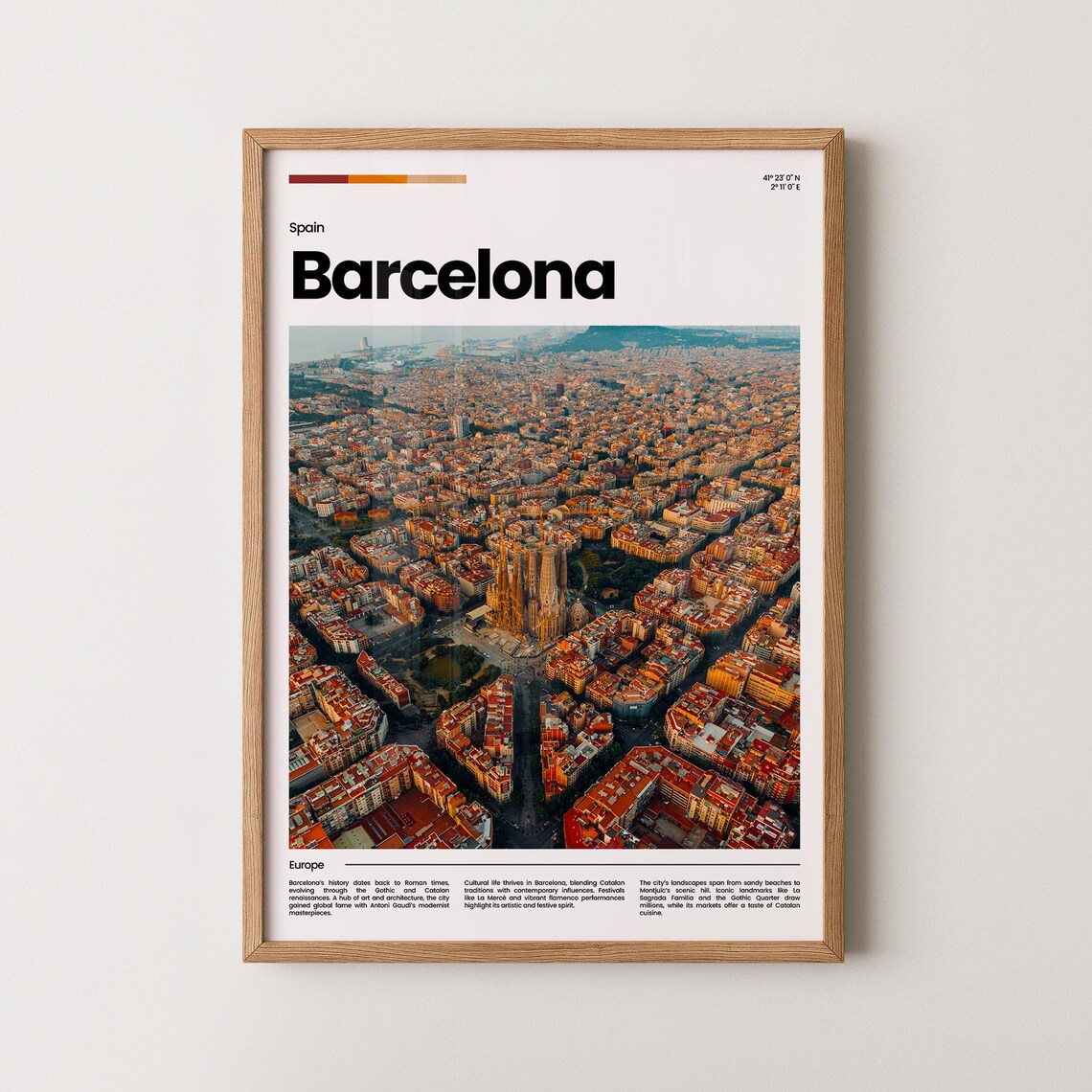 Barcelona Spain Sagrada Familia Eixample Aerial Photo Travel Poster