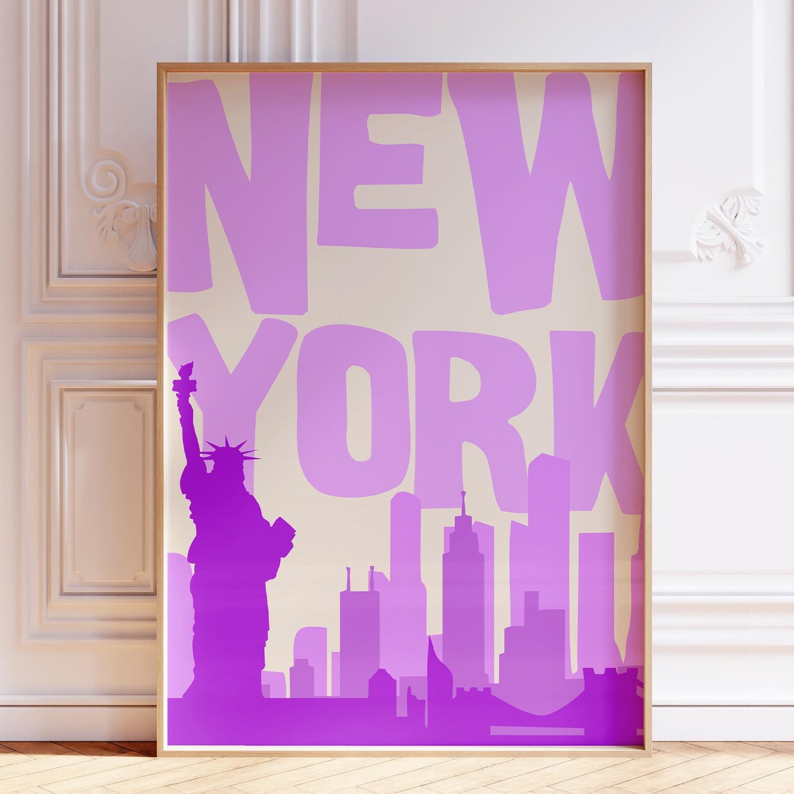 Purple New York City Skyline Statue of Liberty Pop Art Poster