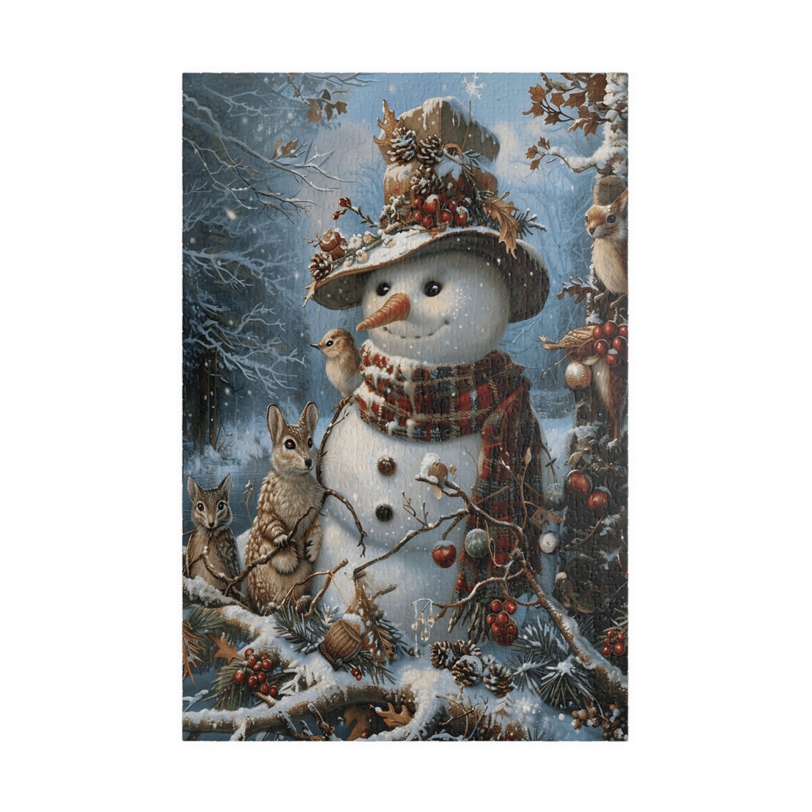 Snowman Woodland Animals Winter Forest Friends Holiday Poster - Image 3