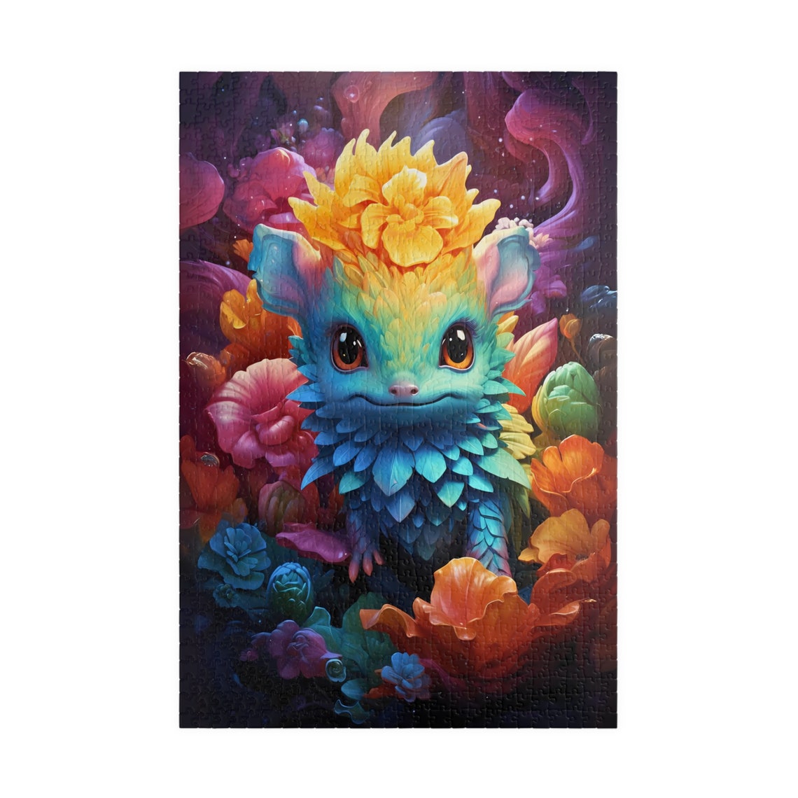 Acceptara Sweet Teal Fantasy Creature with Golden Flower Crown Poster - Image 3