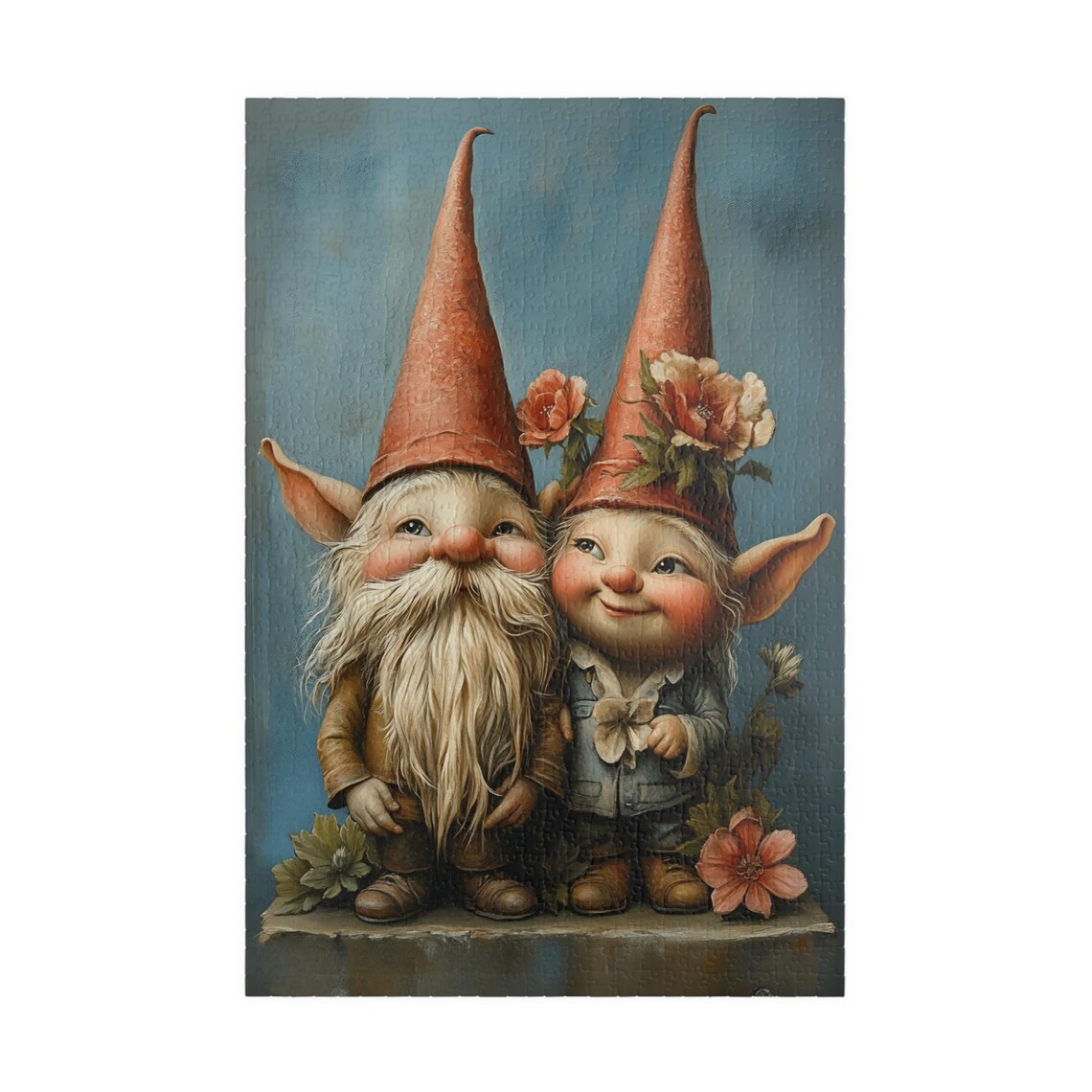 Cute Gnome Couple Jigsaw Puzzle, Holiday Fun Activity - Image 3