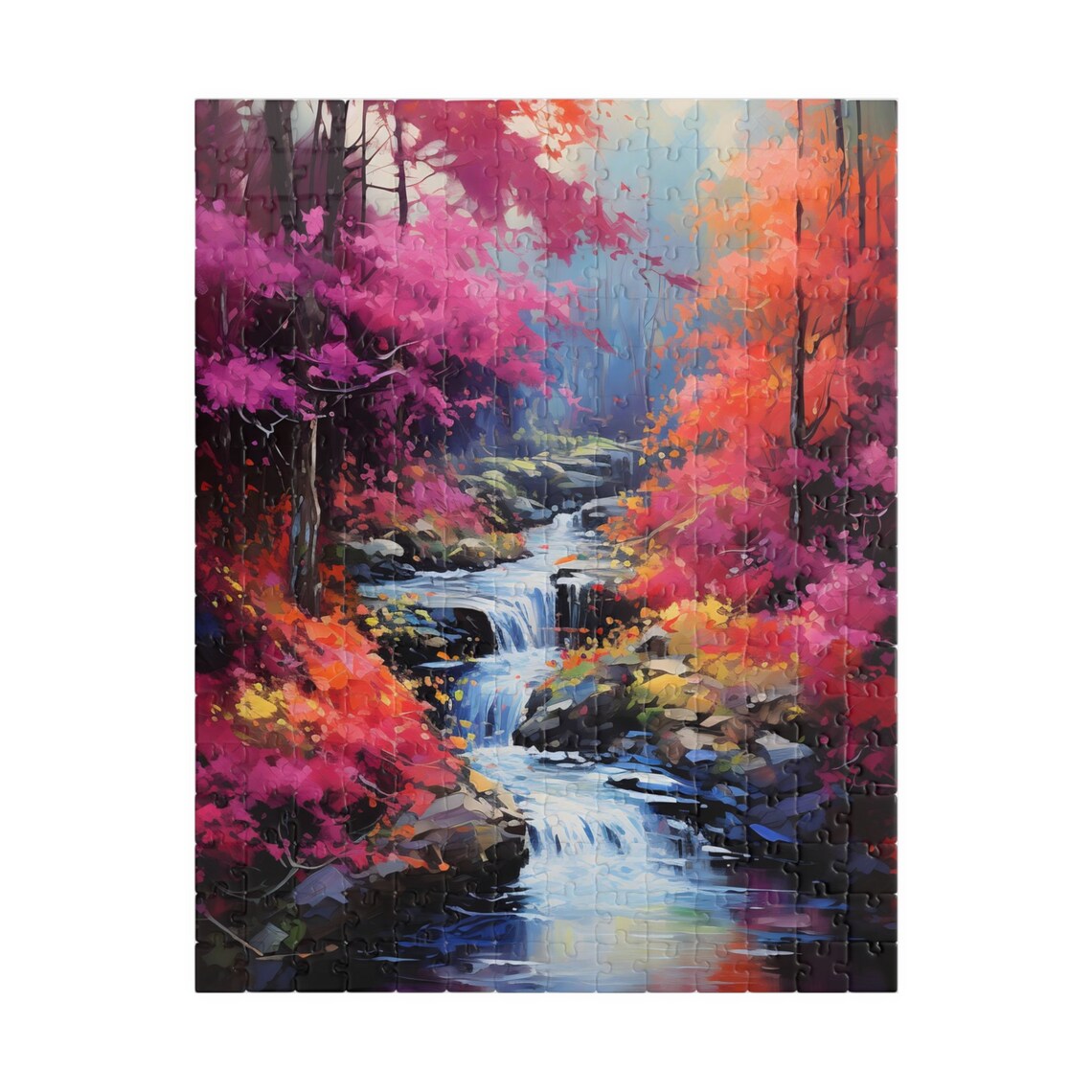 Autumn Forest Stream Waterfall Pink Orange Fall Foliage Poster - Image 5