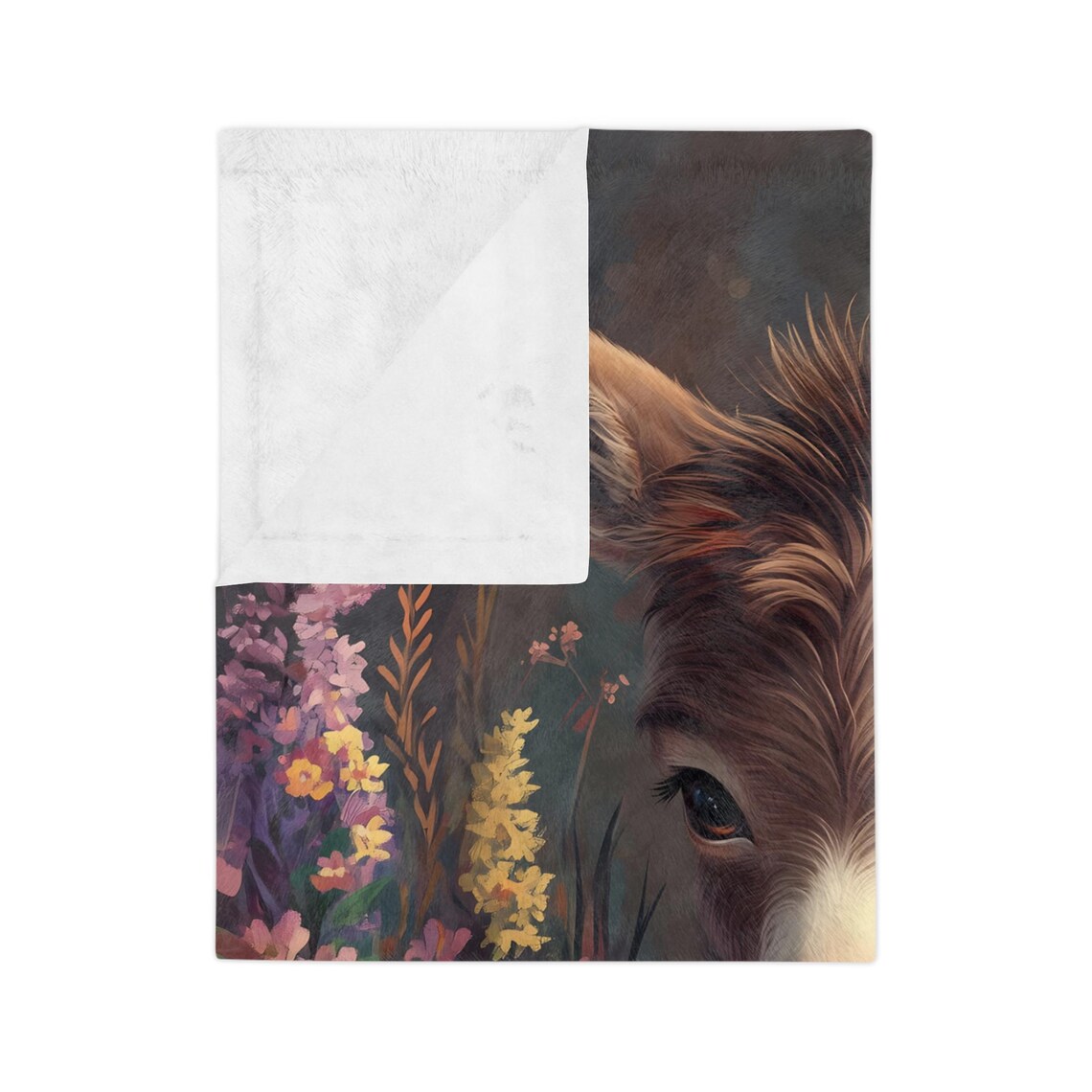 Adorable Baby Donkey Standing Among Colorful Wildflowers Poster - Image 3