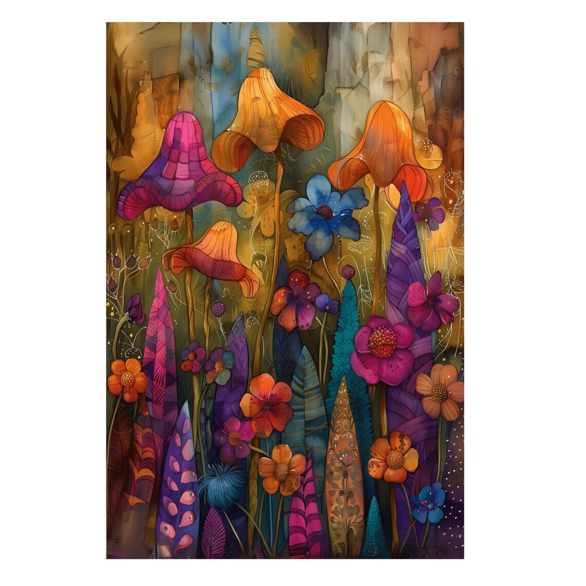 Vibrant Abstract Watercolor Wildflower Bloom Jewel Tone Art Poster - Image 3