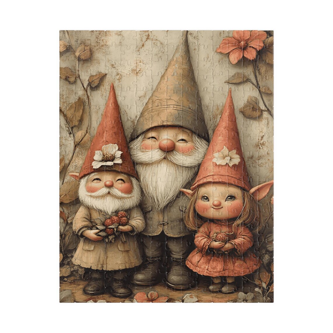 Gnome Grandfather With Two Little Gnomes Warm Family Portrait Poster - Image 5